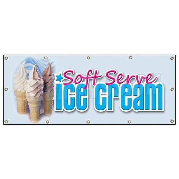SOFT SERVE ICE CREAM BANNER SIGN shop parlor signs cones sundae